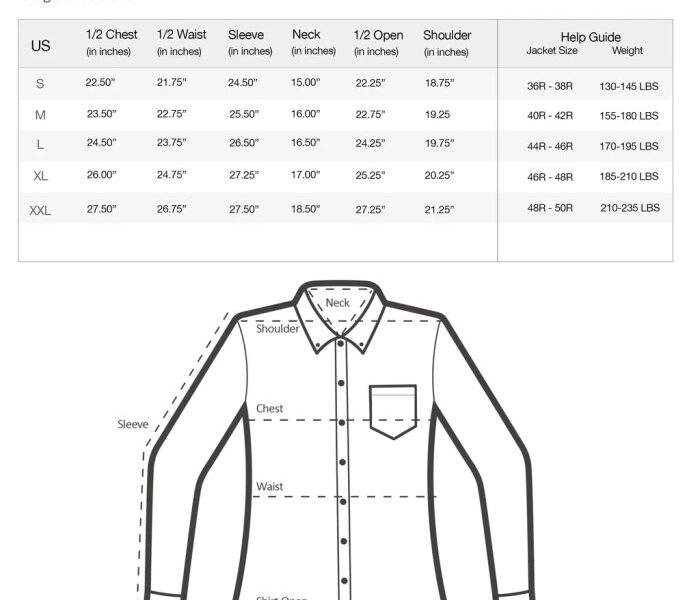 Men's dress shirts sizing