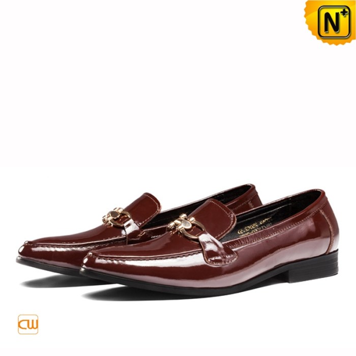 Mens brown patent leather dress shoes